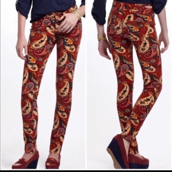Anthropologie Pilcro & The Letterpress pants floral corduroy Size 25 Skinny - Picture 10 of 11